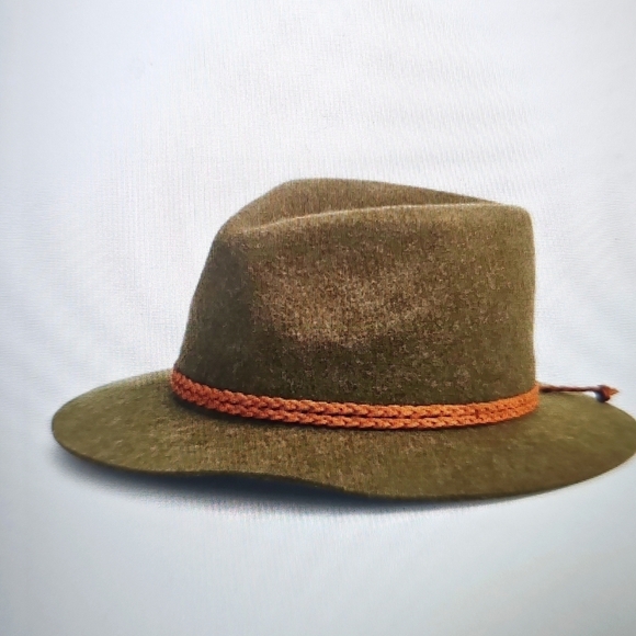 NWT Treasure & Bond Double -Braid Wool Felt Fedora Adjustable Hat Olive - Picture 2 of 16